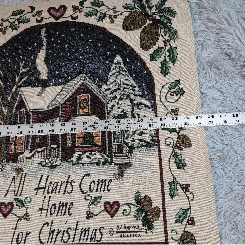 Tapestry ALL HEARTS COME HOME FOR CHRISTMAS  Wall Hanging Home Decor